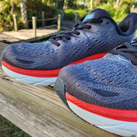 SOLD!! HOKA Men's Clifton 8 Gray Road Running/Walking Sneakers Shoes Size 11 D - Picture 10 of 16